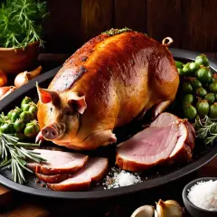 Un cochon rôti, prêt à être dégusté. Une présentation appétissante pour apprendre comment faire un cochon parfait.
