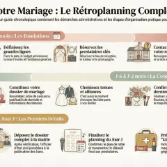 Guide chronologique pour un mariage : du rétroplanning mariage à la préparation du jour J, avec les étapes clés et les tâches à accomplir.