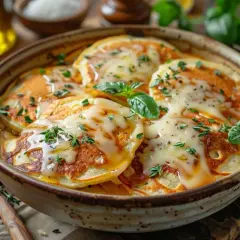Un plat réconfortant de mini crêpes salées, nappées de fromage fondant et garnies d'herbes fraîches. Un délice à partager !