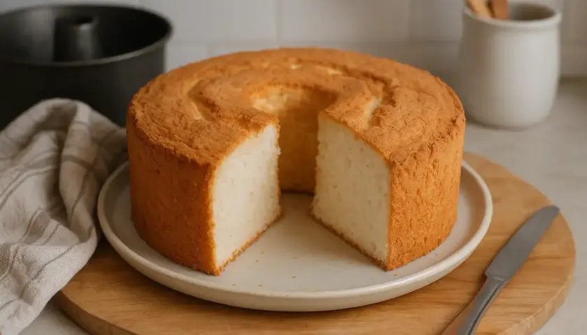 Gâteau des anges aérien, prêt à être dégusté. Une belle réussite de la recette gâteau des anges Marmiton.