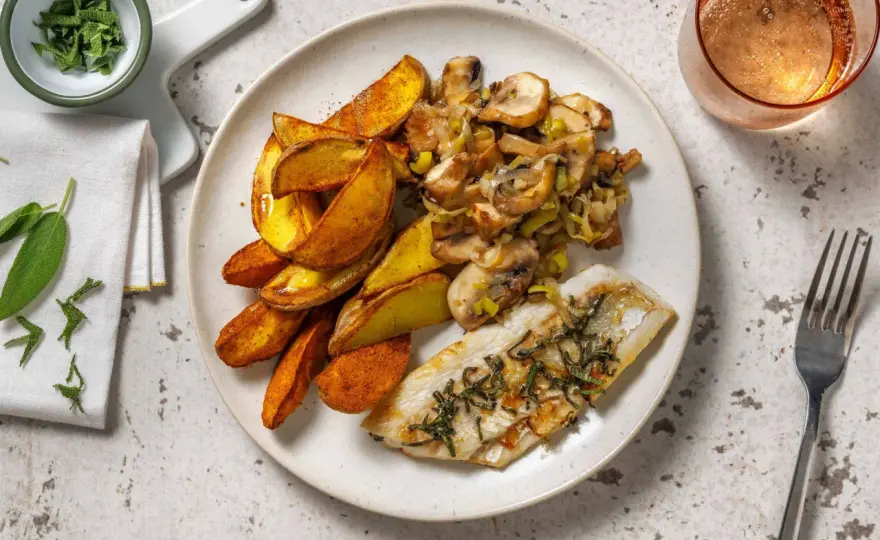 Merlu à la poêle avec une peau croustillante