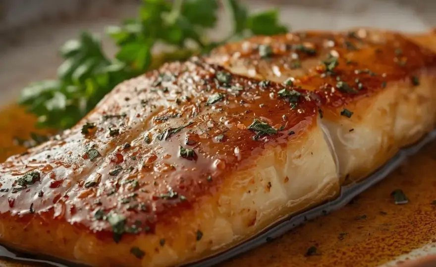 Black-bass à la poêle, peau dorée et chair moelleuse
