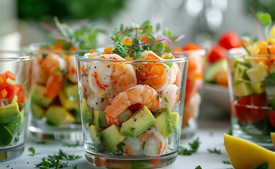 Verrines avocat-crevettes fraîches pour un apéritif réussi