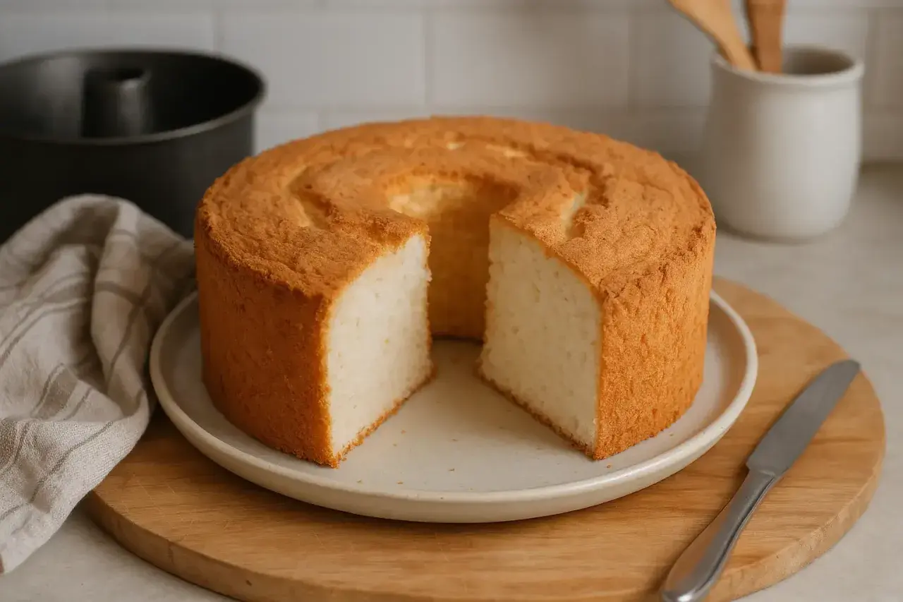 Gâteau des anges aérien, prêt à être dégusté. Une belle réussite de la recette gâteau des anges Marmiton.