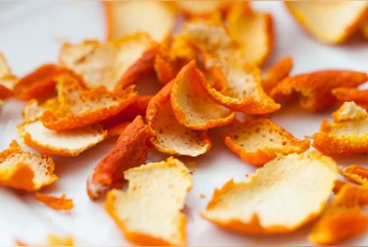 Écorces d'oranges séchées, parfaites pour 5 trucs à faire avec les oranges : zestes, confits, infusions, désodorisants ou même pour la décoration.