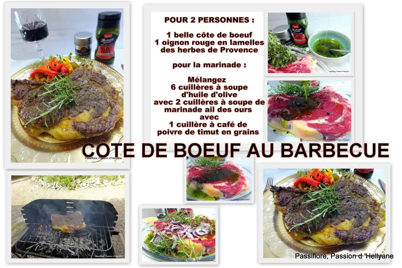 Côte de bœuf au barbecue, préparée avec une marinade à l'ail des ours, huile d'olive et poivre de Timut.
